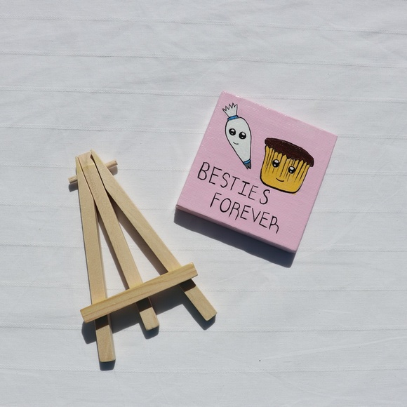 Handmade 3x3inch Mini Canvas, and free wood easel - Picture 3 of 4